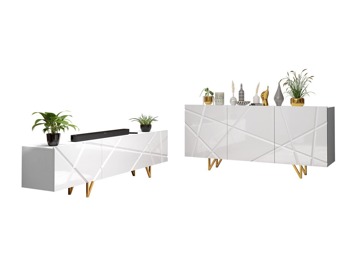 Stuemøbelsæt Mavmave 102 (Hvid + Glansfuld hvid)