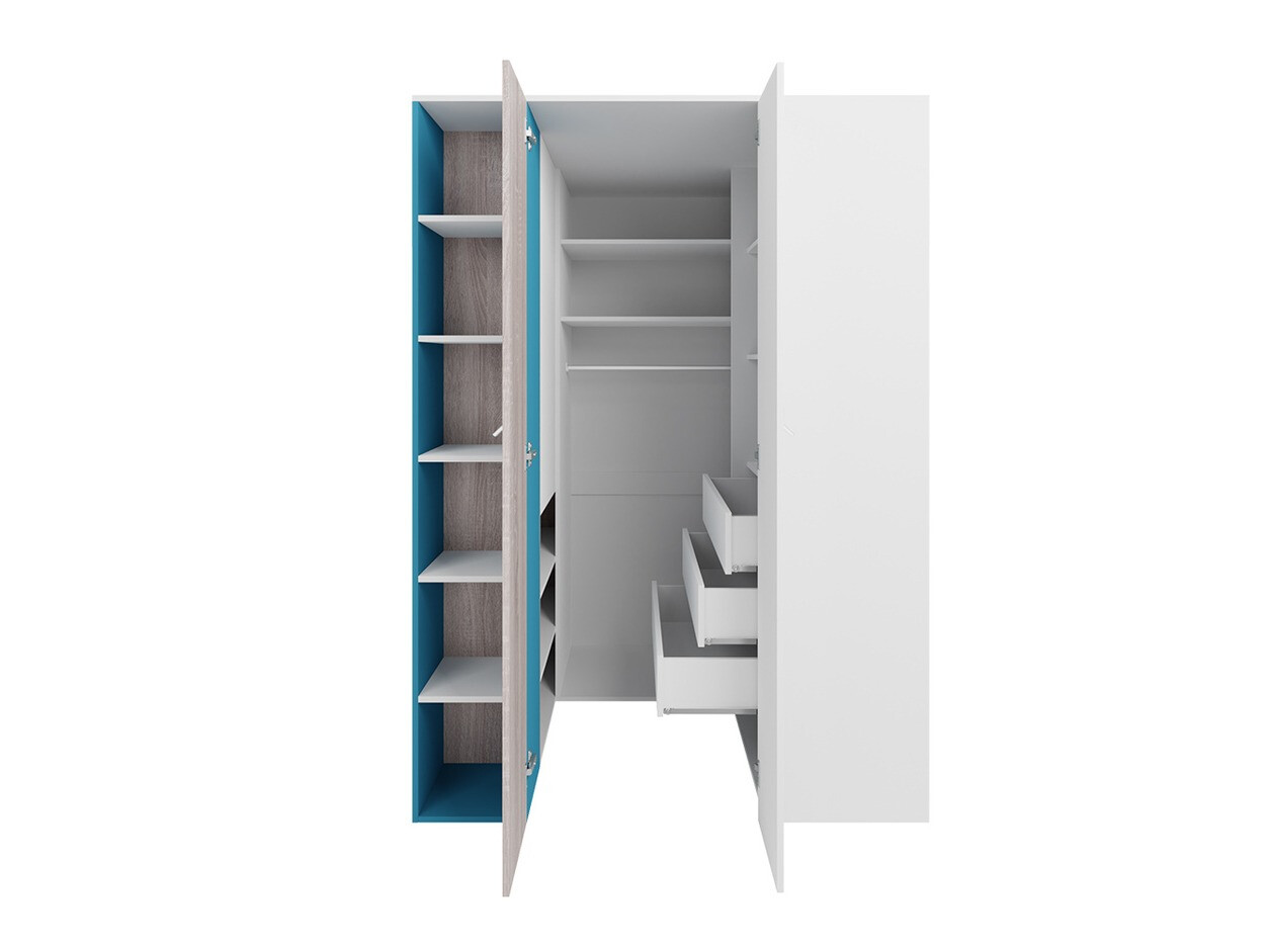 Børneværelsessæt Camteso 115 (Hvid + Egetræ + Turkis)