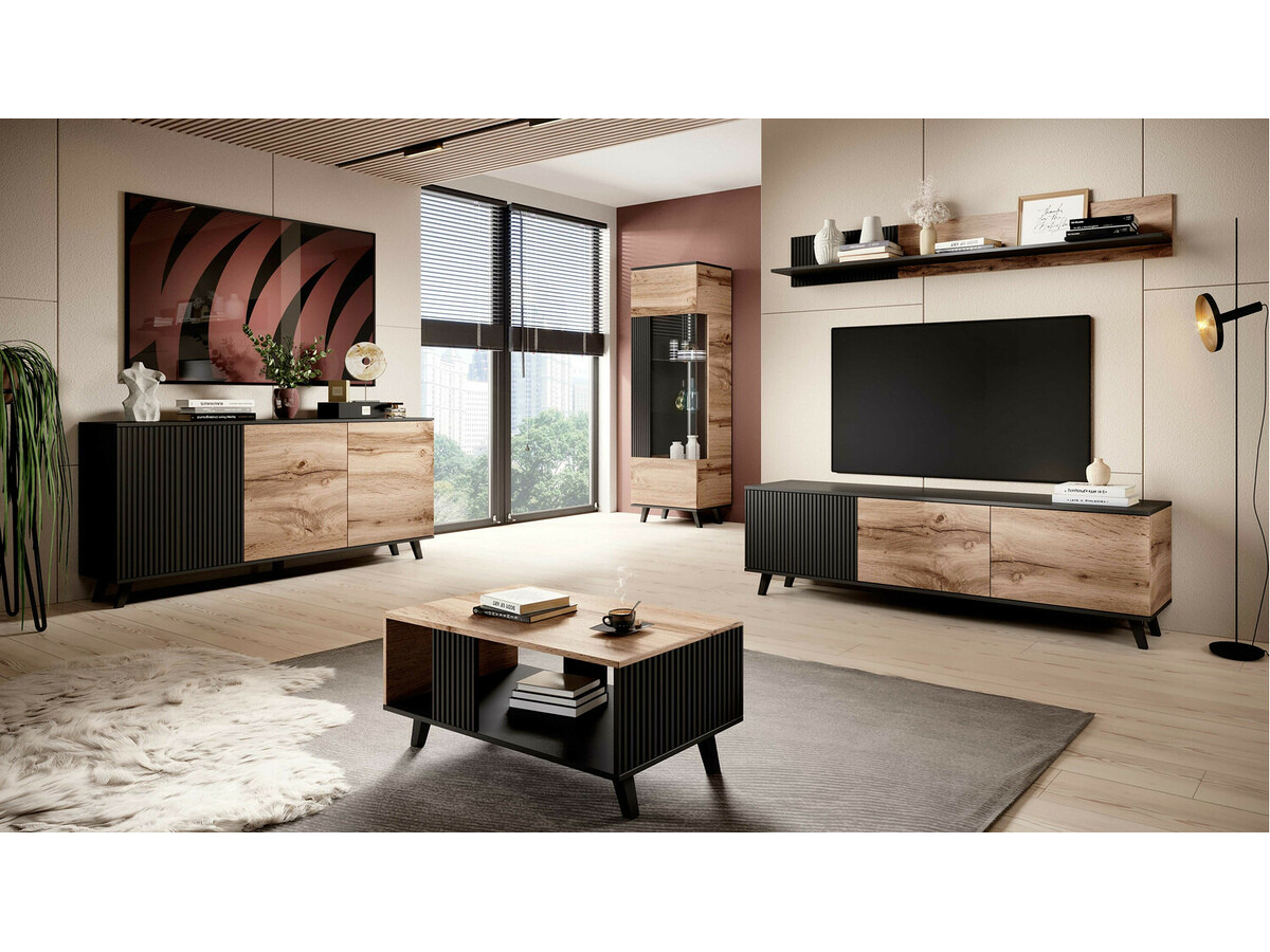 TV-bord Luelia 115 (Sort + Wotan eg)
