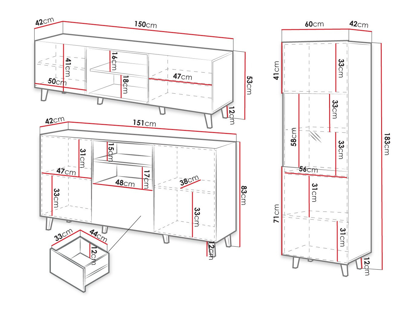 Stuemøbelsæt Remeta 111 (Sort + Wotan eg)