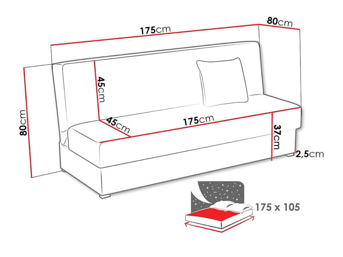 Sovesofa Columbus 119 (Enjoy 2 + Gråt mønster)