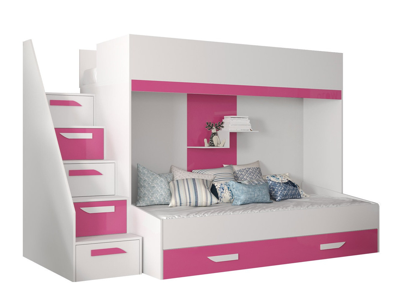 Køjeseng Hartford 356 (Hvid + Glossy pink + Glansfuld hvid)
