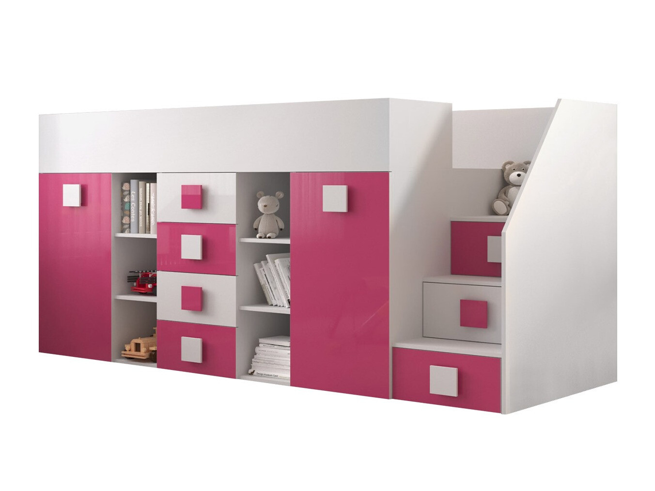 Køjeseng Hartford 366 (Hvid + Glossy pink + Glansfuld hvid)