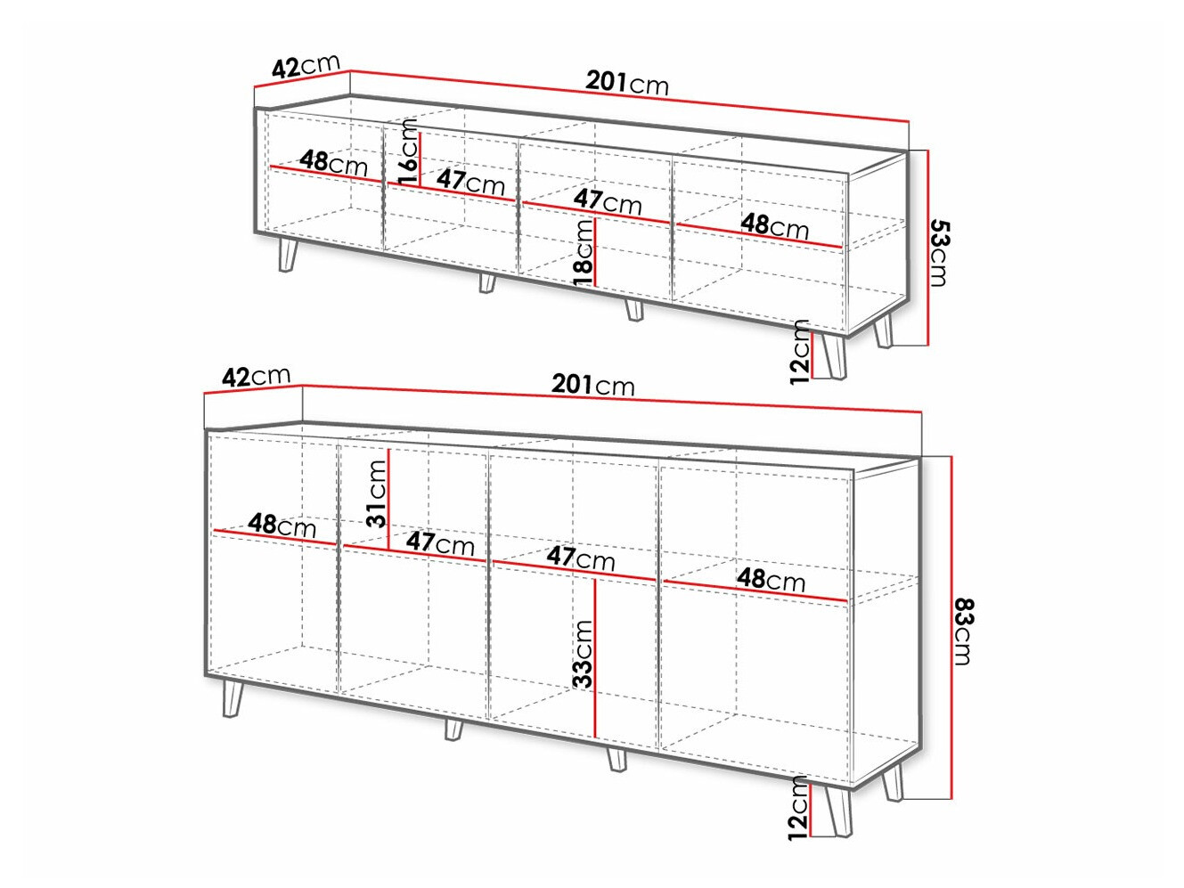 Stuemøbelsæt Charlotte 182 (Hvid + Sort)