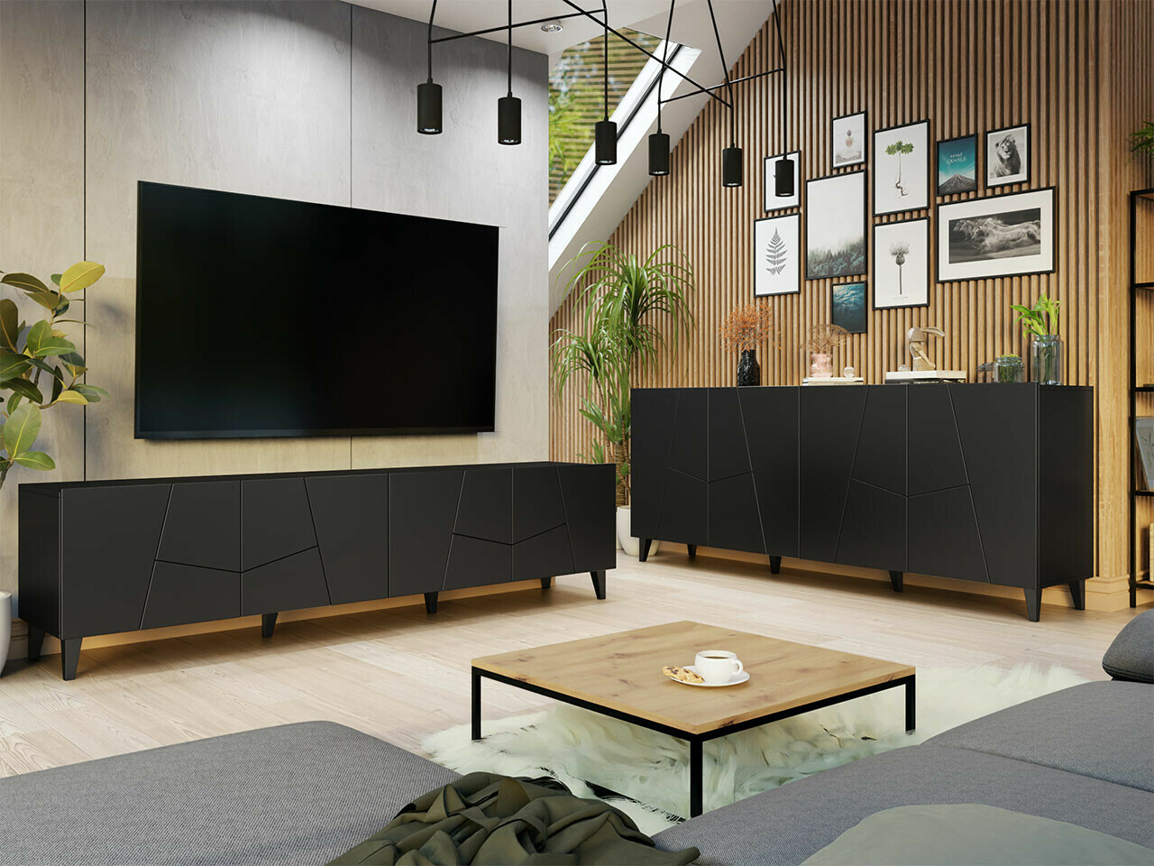 Stuemøbelsæt Charlotte 182 (Sort)