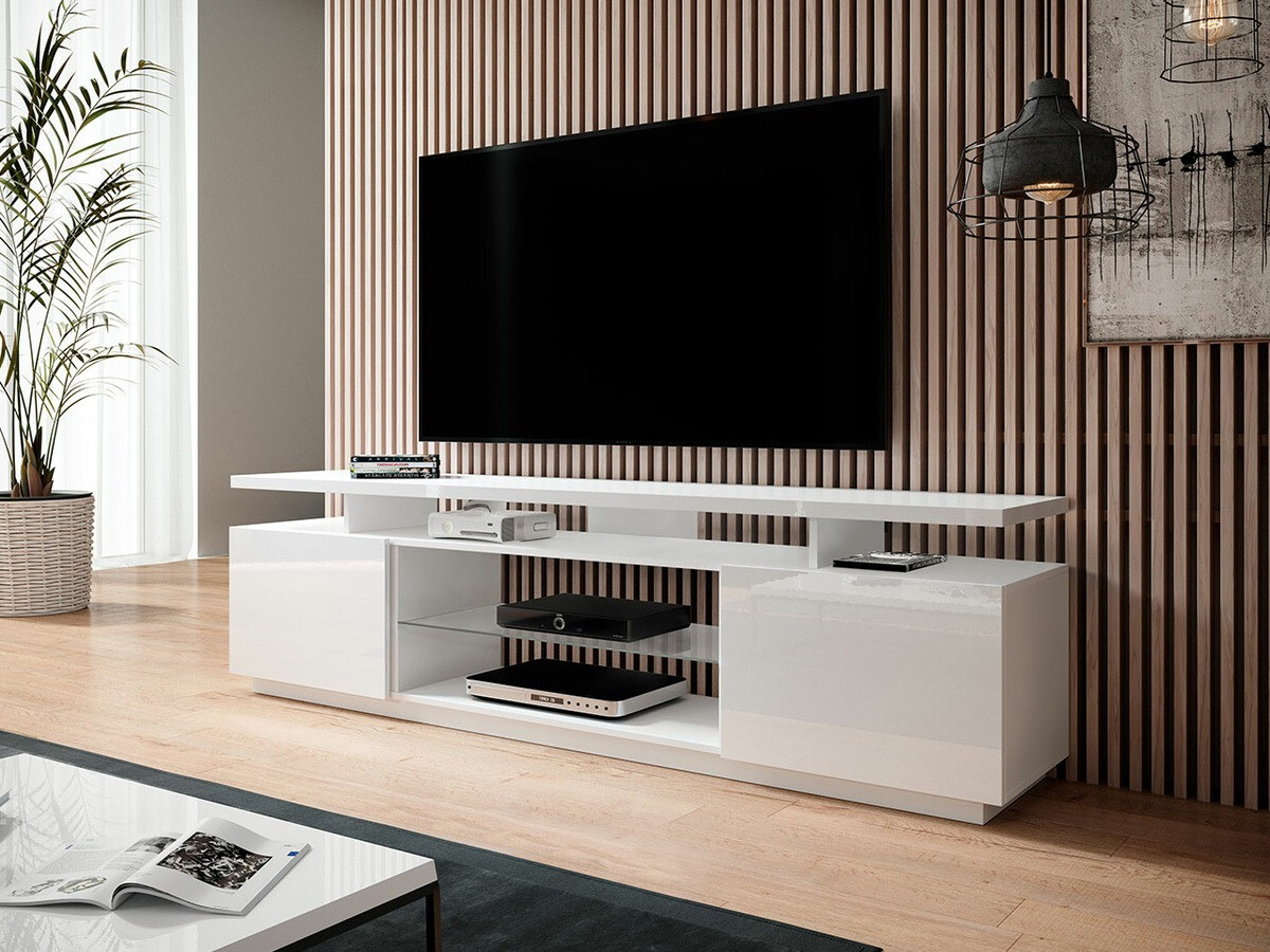 TV-bord Figura (Hvid + Glansfuld hvid)