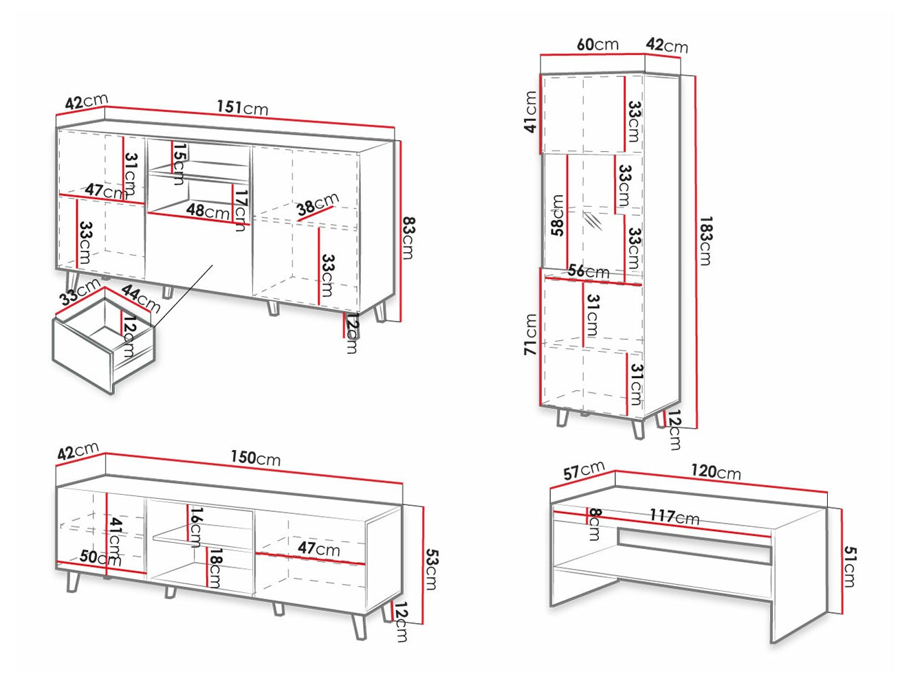 Stuemøbelsæt Levmari 109 (Hvid)