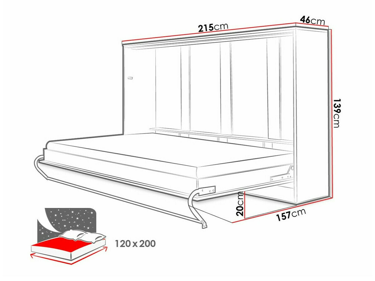 Vægseng Concept Pro Lenart Levfere 109 (Hvid + Glansfuld hvid)