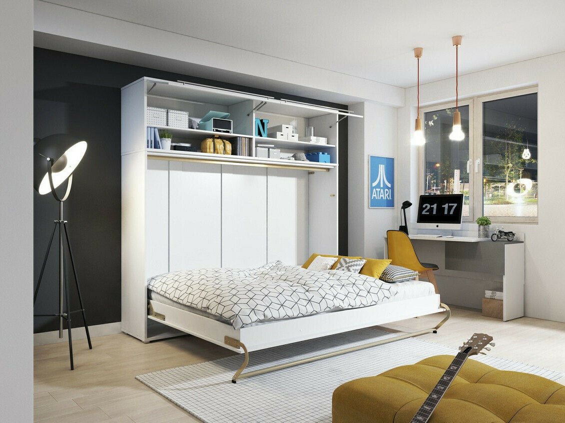Vægseng Concept Pro Lenart IV (Hvid + Glansfuld hvid)