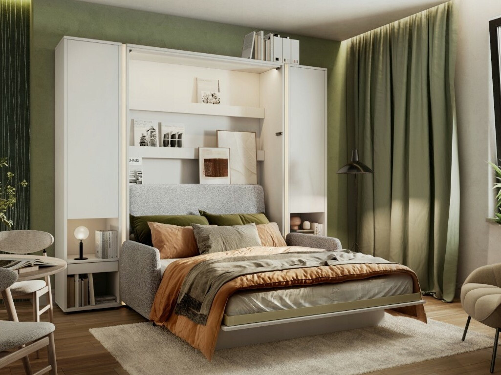 Vægseng Concept Pro Lenart VII (Glansfuld hvid + Grå)