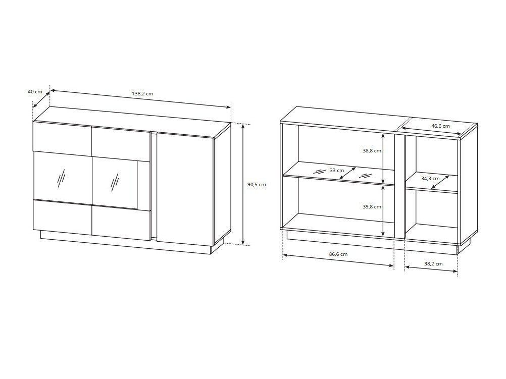Stuemøbelsæt Novbela 113 (Hvid + Glansfuld hvid + Grandson eg)