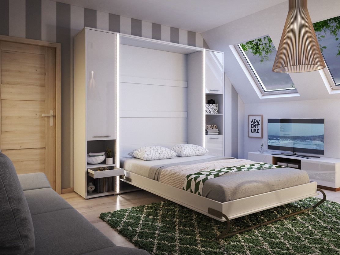 Møbelsæt Concept Pro Lenart XI (Glansfuld hvid + Hvid)