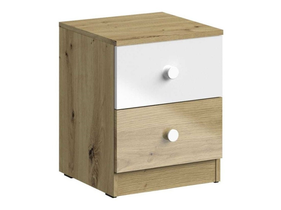 Sengebord Mirelbu 108 (Artisan eg + Glansfuld hvid)