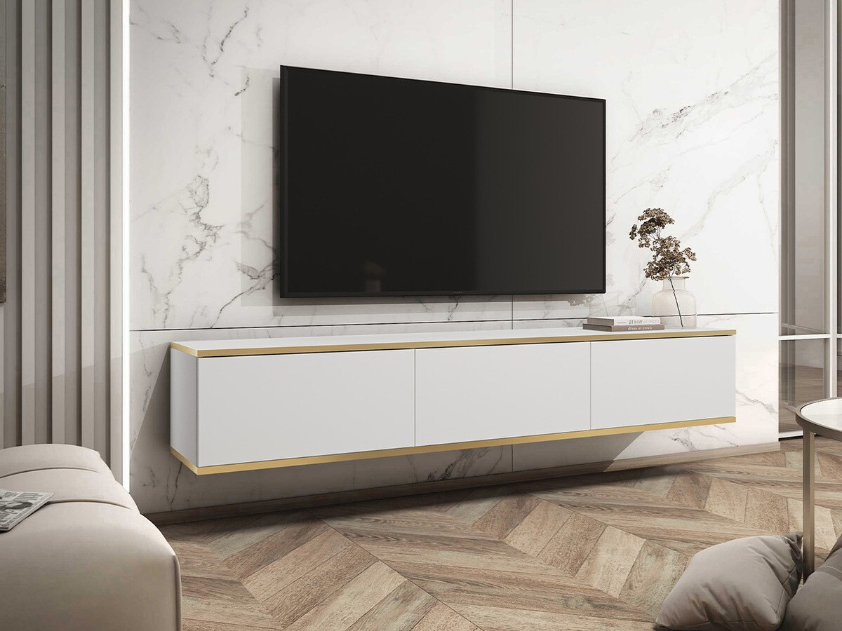 TV-bord Princal (Hvid + Gylden)