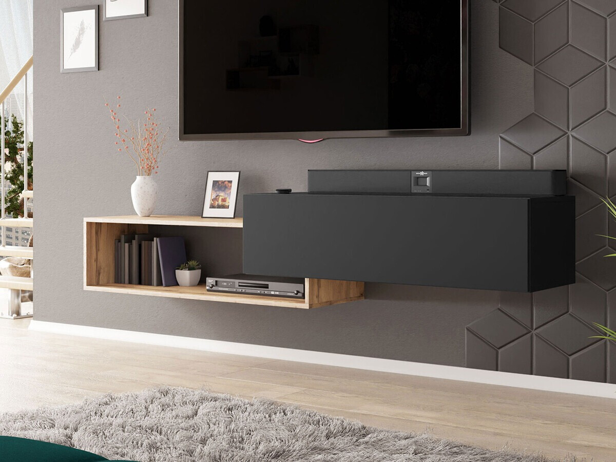TV-bord Pinos (Sort + Wotan eg)