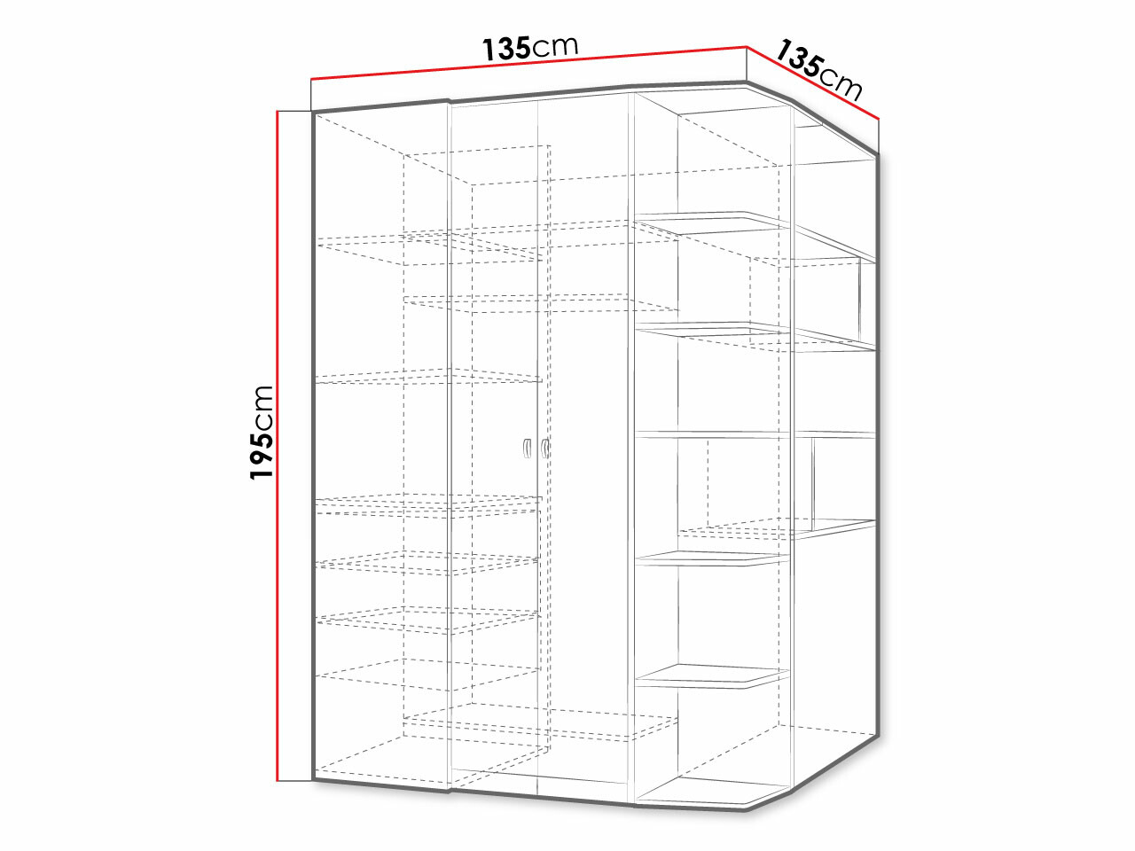 Hjørneklædeskab Omaha F129 (Grafit + Grå)