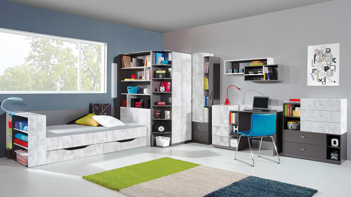 Hjørneklædeskab Omaha F129 (Grafit + Grå)