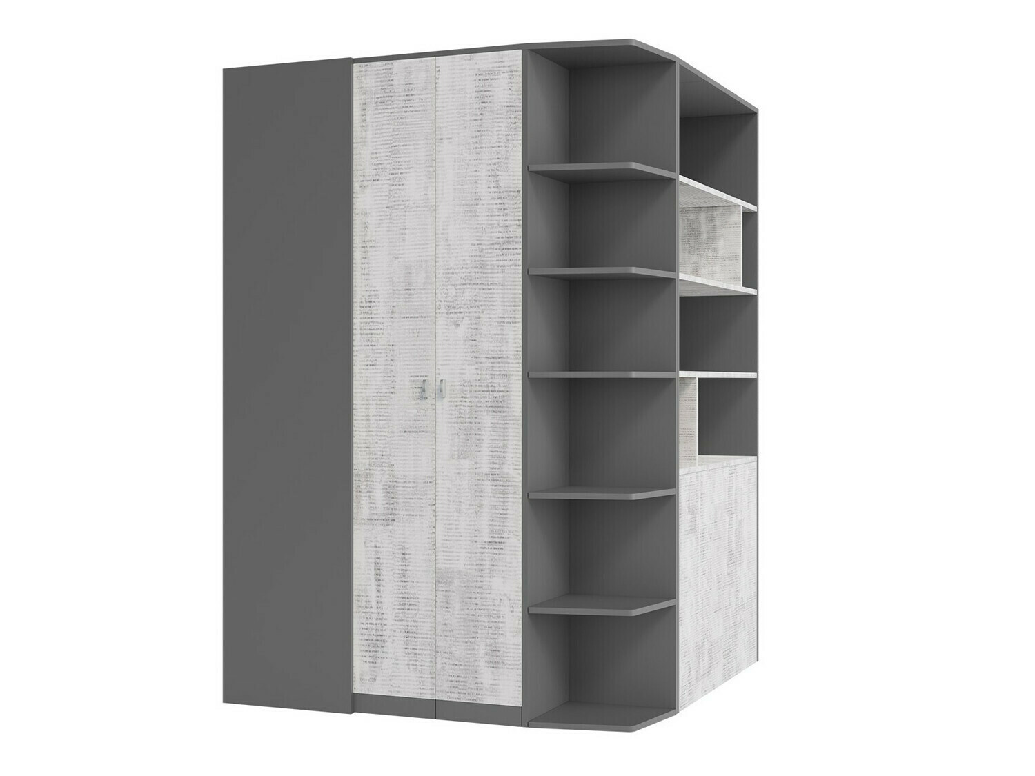 Hjørneklædeskab Omaha F129 (Grafit + Grå)