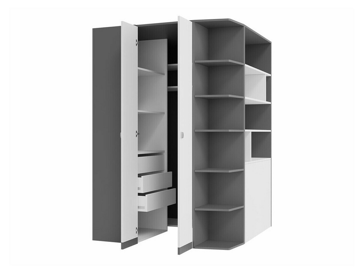 Hjørneklædeskab Omaha F129 (Grafit + Grå)