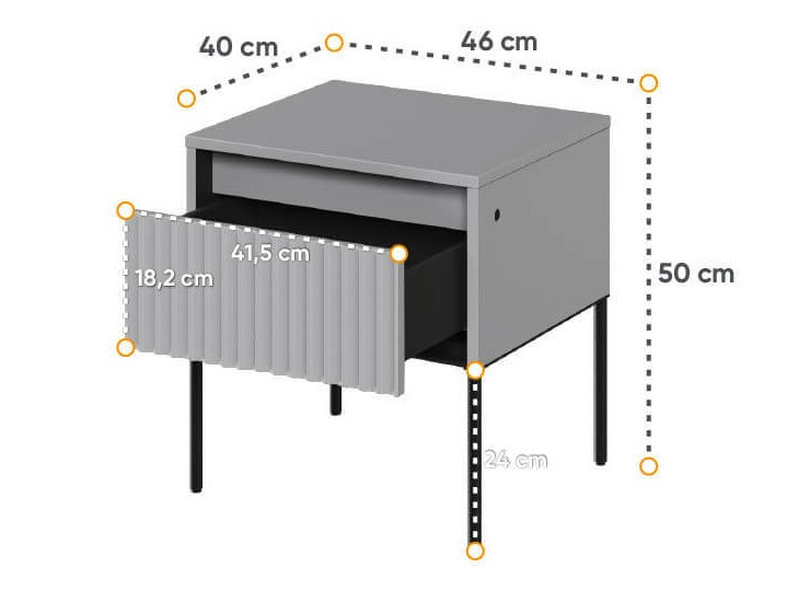 Sengebord Fernolu 111 (Grå + Sort)