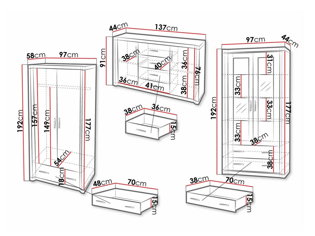 Stuemøbelsæt Lorelie 125 (Sonoma eg)
