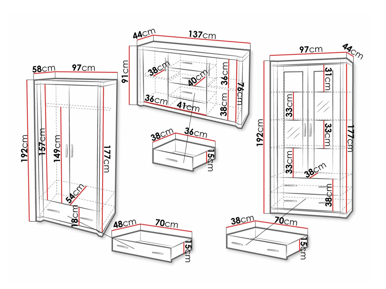 Stuemøbelsæt Lorelie 125 (Sonoma eg)