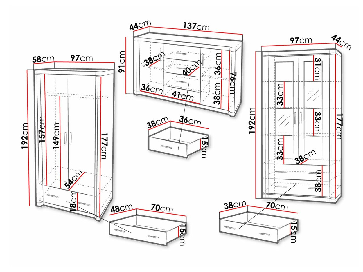 Stuemøbelsæt Lorelie 125 (Trøffel egetræ)