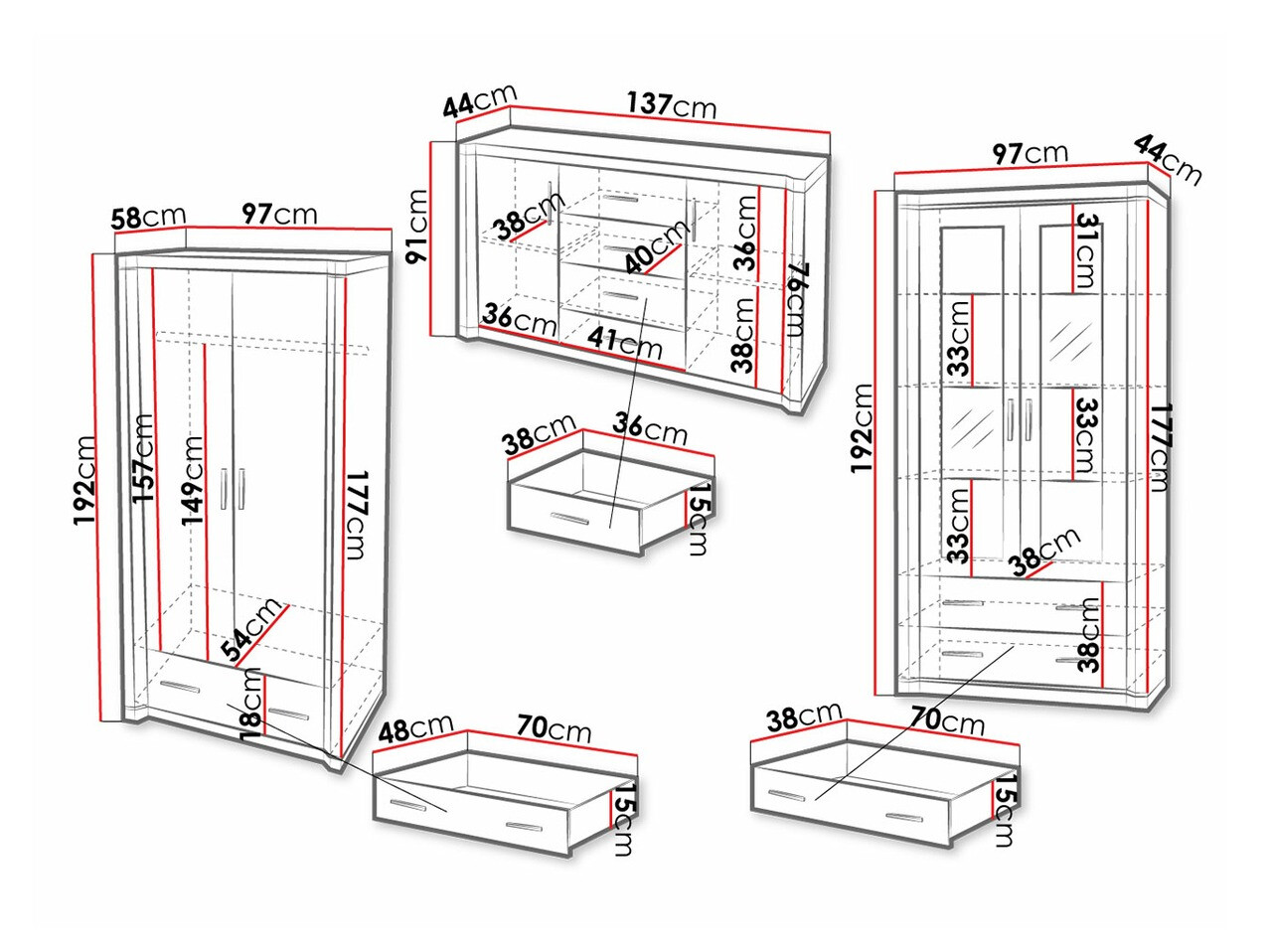Stuemøbelsæt Lorelie 125 (Trøffel egetræ)