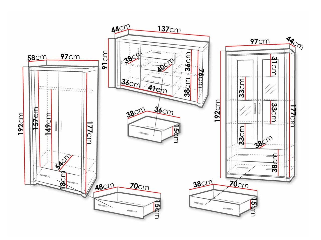 Stuemøbelsæt Lorelie 125 (Trøffel egetræ)