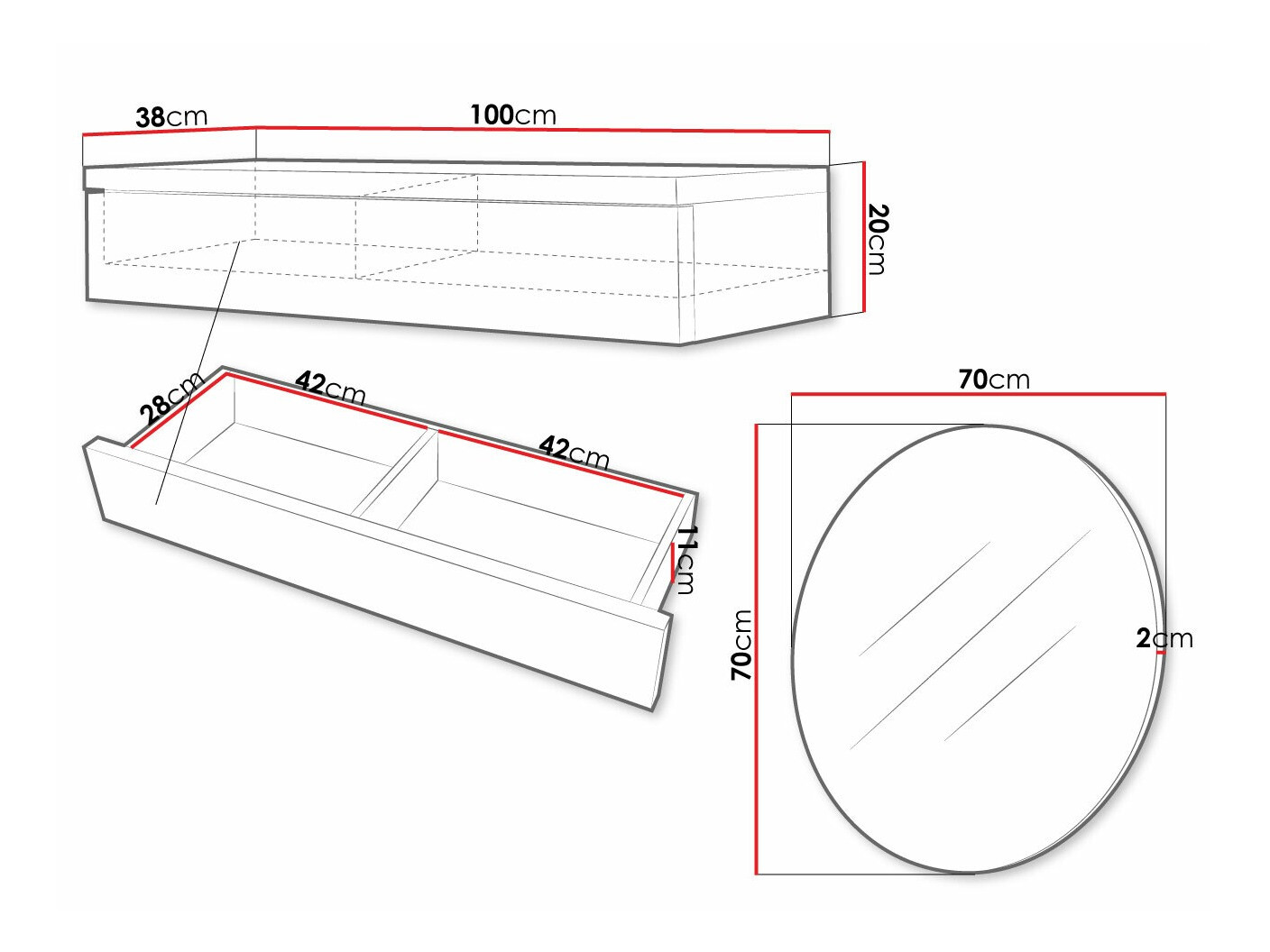Sminkebord Delpher I (Hvid + Glansfuld hvid)
