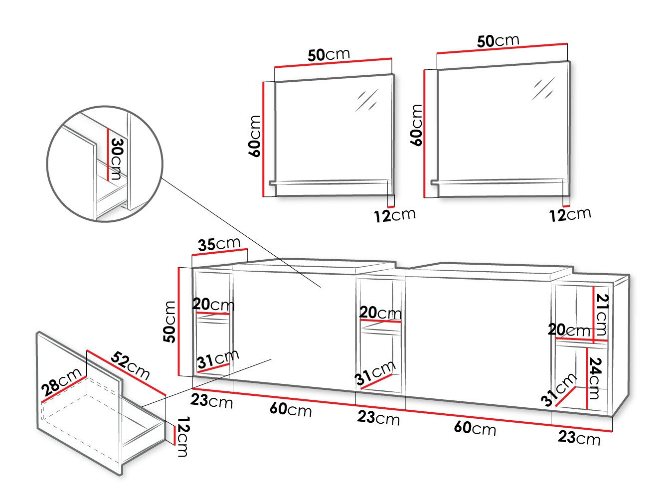 Badeværelsessæt Comfivo Livciro 104 (Sort + Grafit)