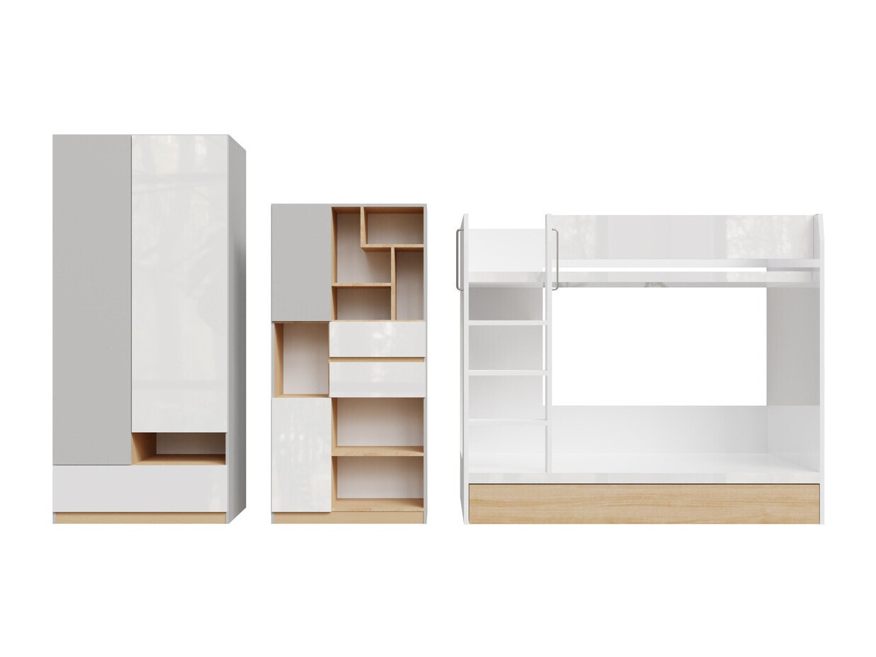 Børneværelsessæt Nuevaru 119 (Glansfuld hvid)