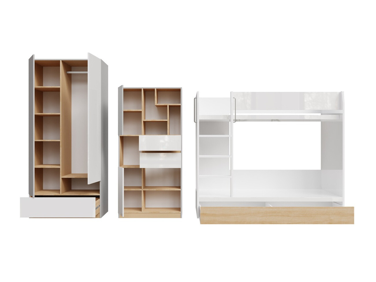 Børneværelsessæt Nuevaru 119 (Glansfuld hvid)