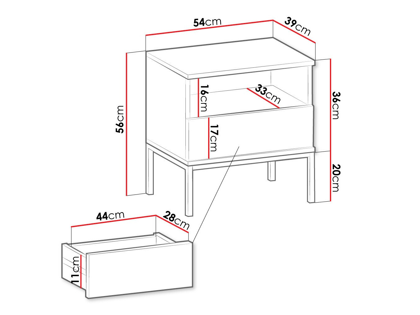 Sengebord Manal (Sort + Wotan eg)