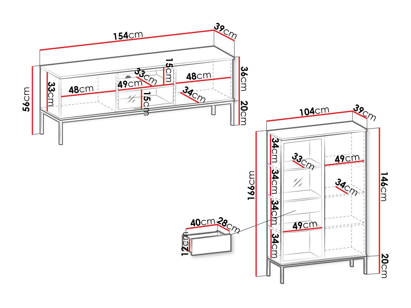 Stuemøbelsæt Manal I (Sort + Wotan eg)