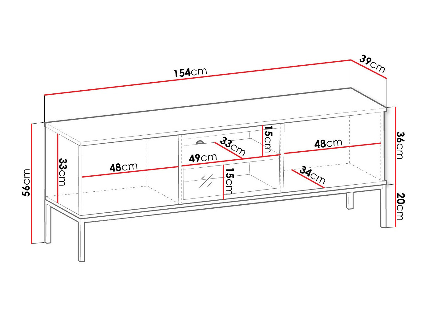 TV-bord Soferi 111 (Sort + Wotan eg)