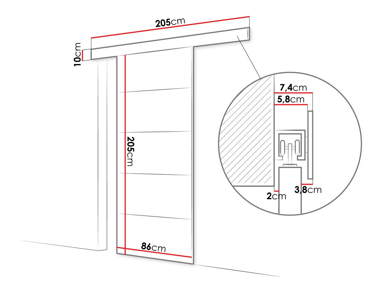 Skydedør Closico 170 (Sonoma eg)
