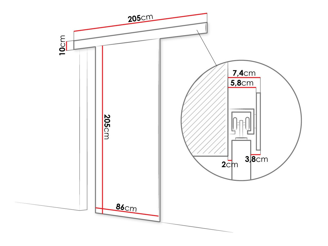 Skydedør Closico 171 (Hvid)