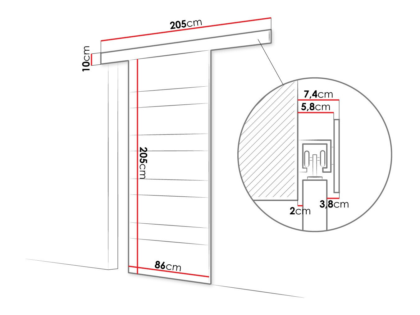 Skydedør Closico 173 (Sort)