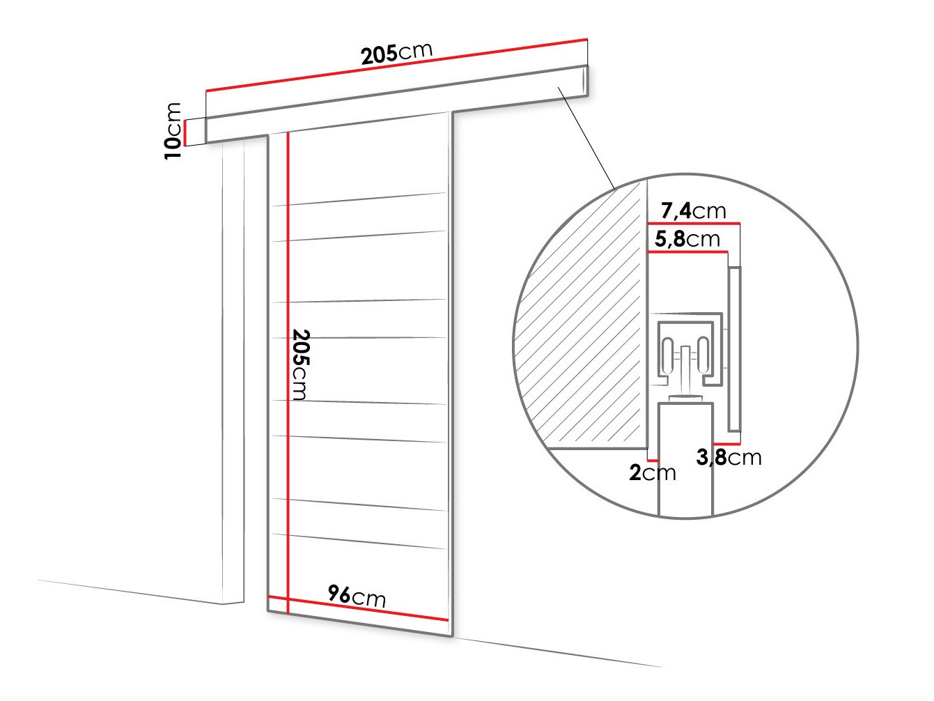 Skydedør Closico Portalis V (Hvid)