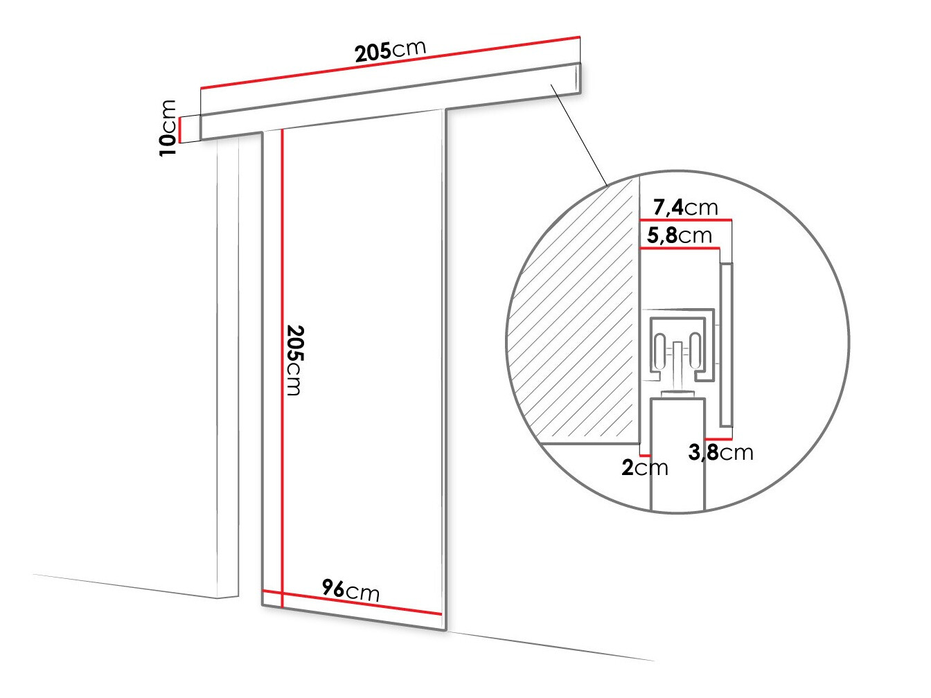 Skydedør Closico Portalis II (Hvid)