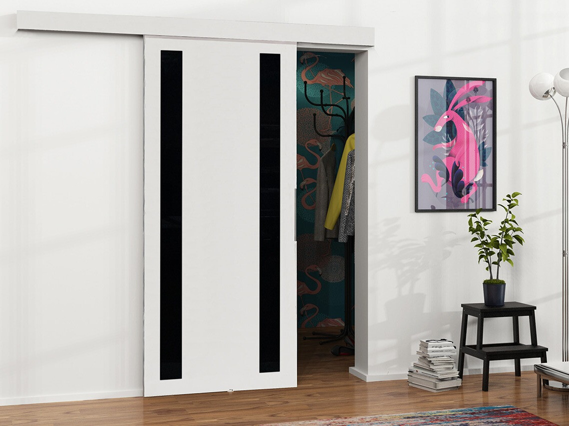 Skydedør Dover 121 (Hvid + Sort)