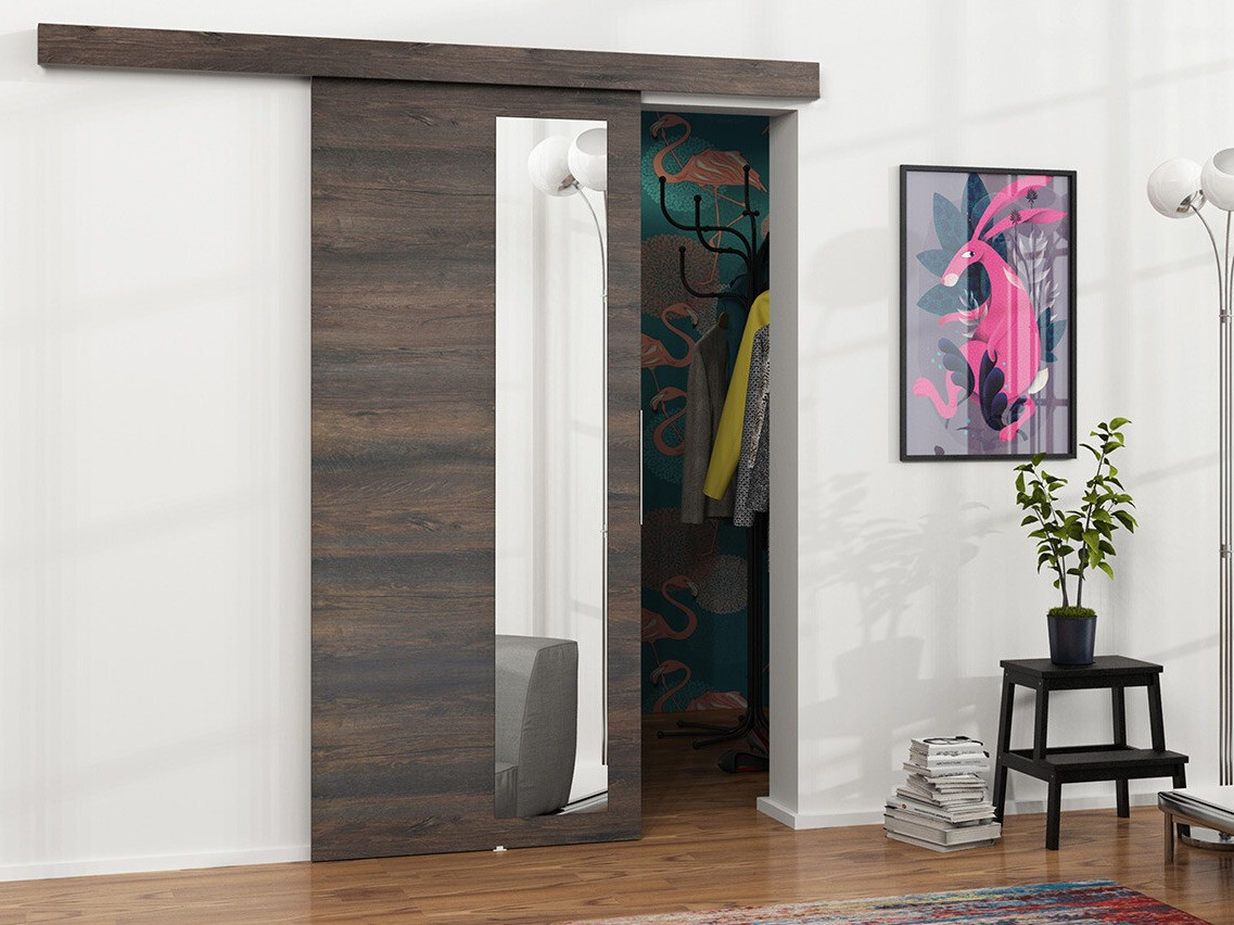 Skydedør Dover 130 (Mørk aske)