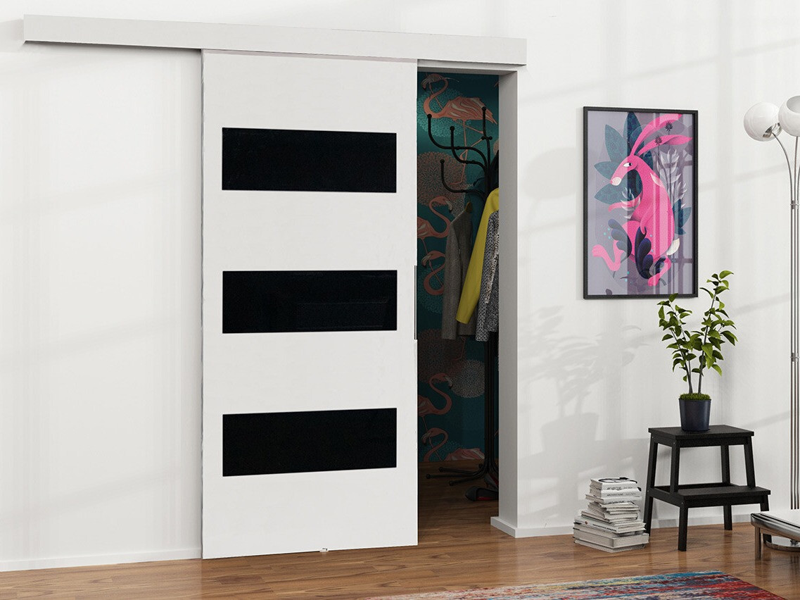 Skydedør Dover 136 (Hvid + Sort)