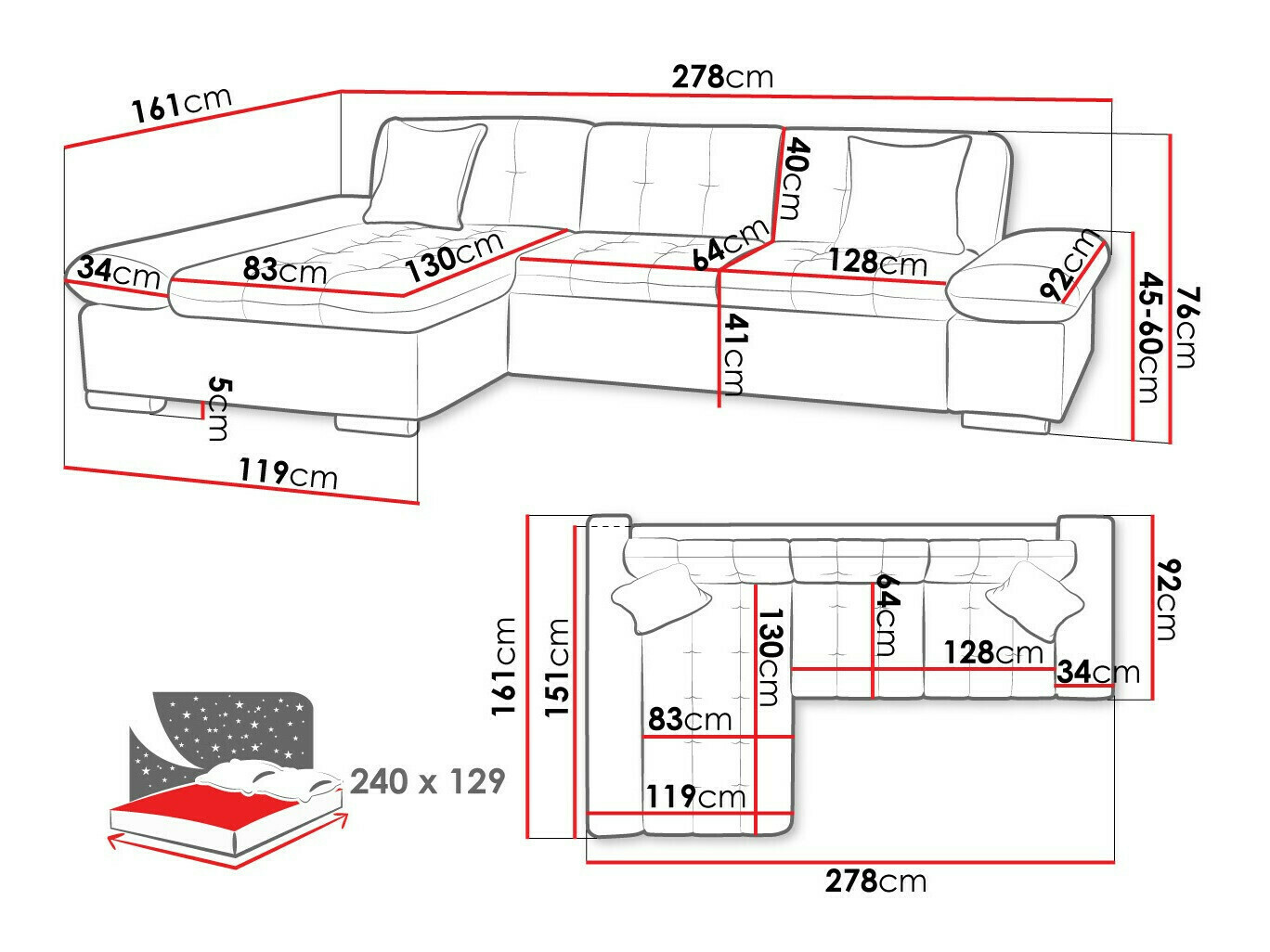Hjørnesofa Comfivo Sanitas (Lux 06 + Lux 05)