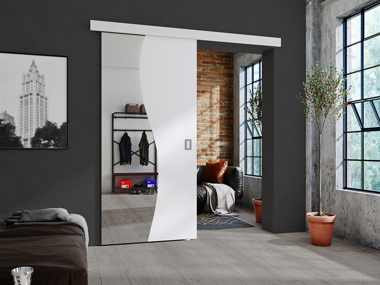 Skydedør Dover 152 (Hvid)