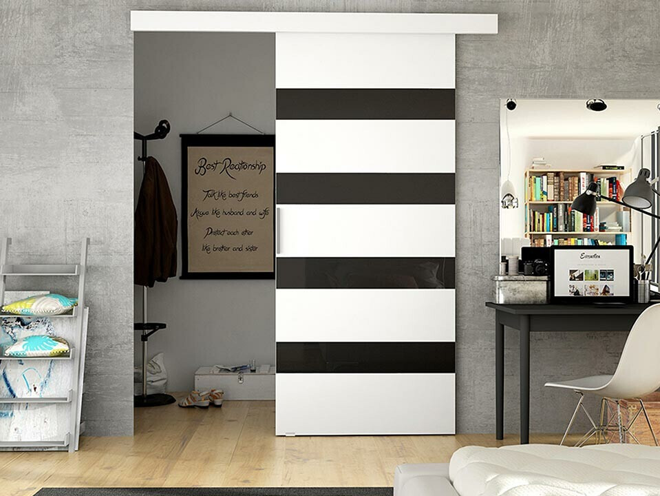 Skydedør Closico 179 (Hvid + Sort)