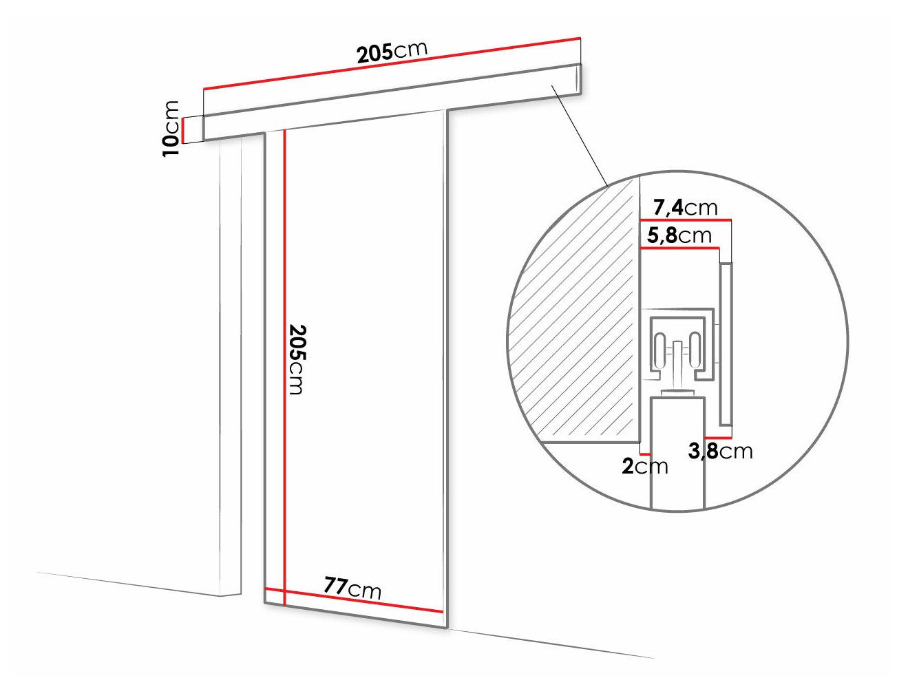 Skydedør Closico 182 (Sort)