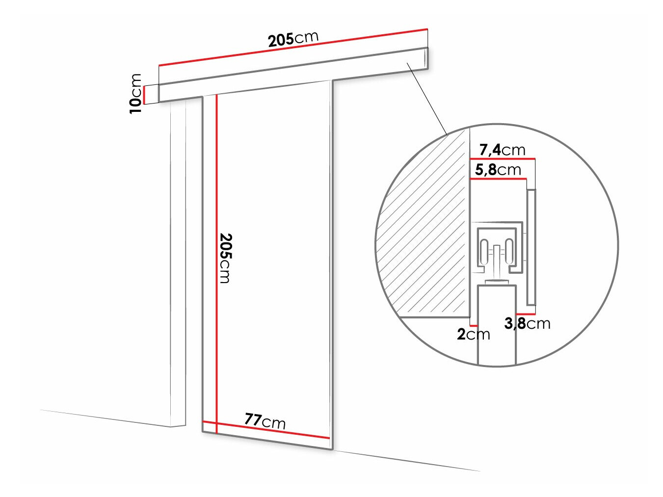 Skydedør Closico Fundus III (Hvid)