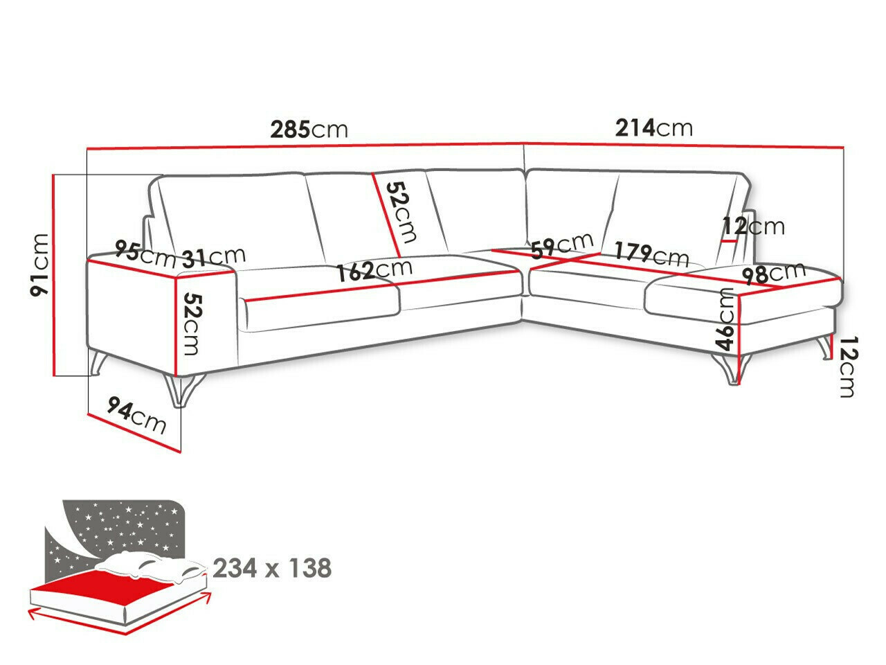 Hjørnesofa ComfiDream Lyrana II (Vogue 16)
